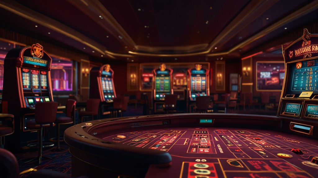 Bonus terms panel with wagering meter and expiry timer in a dark casino scene