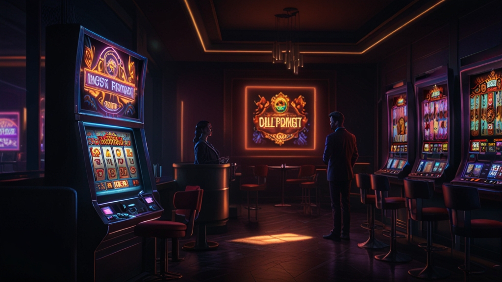 First-time player viewing a no deposit bonus in a neon casino lobby